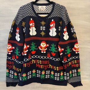 Daisys Boutique UNISEX Merry Christmas Navy Pullover Crewneck Sweater GC